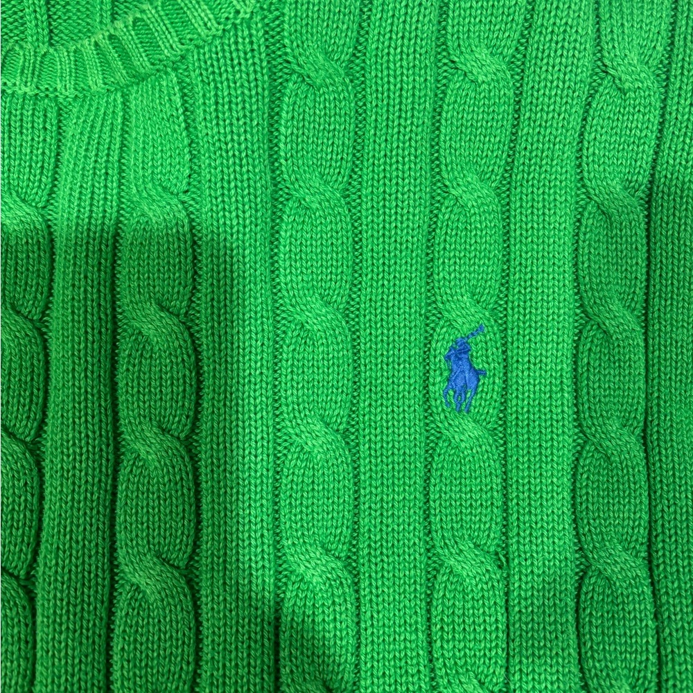 Ralph Lauren Bright Green Cable-Knit Crewneck Sweater - Picture 4 of 5